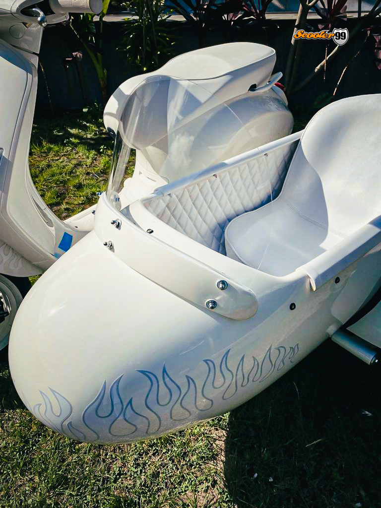 White Flame Sidecar – front three‑quarter view